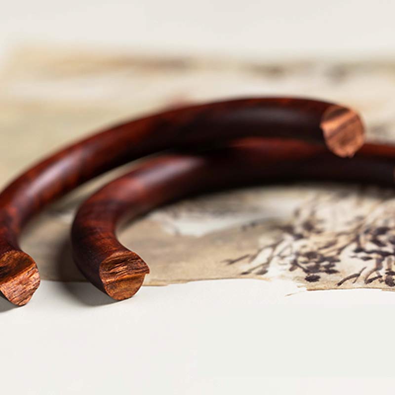 Wear FengShui Tibetan Small Leaf Red Sandalwood Ebony Green Sandalwood Protection Bracelet Bangle
