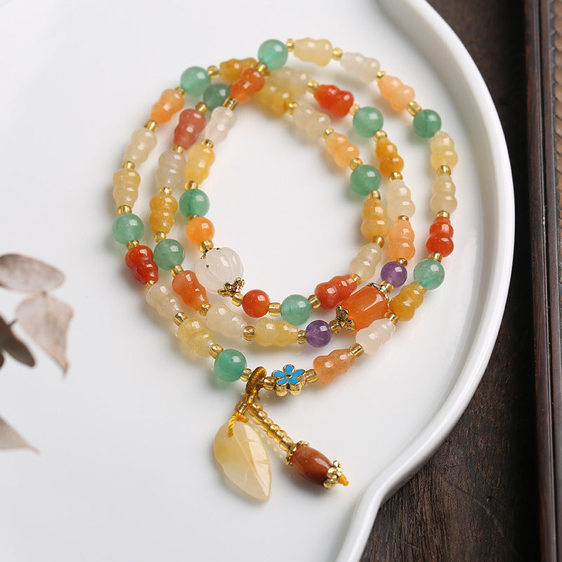 Wear FengShui Golden Silk Jade Gourd Wealth Bracelet