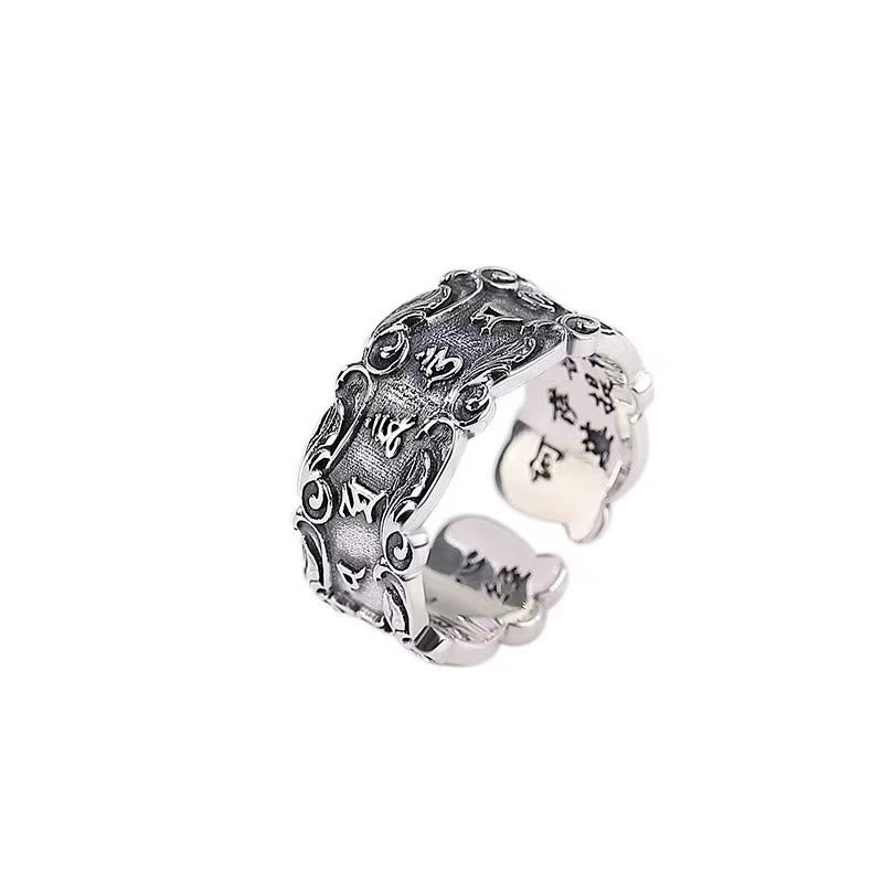 Wear FengShui Tibetan Om Mani Padme Hum Design Peace Adjustable Ring