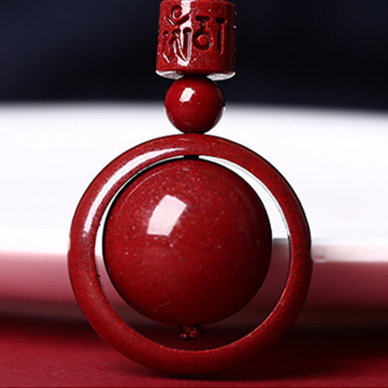 Wear FengShui Cinnabar Om Mani Padme Hum PiXiu Blessing Lucky Bead Necklace Pendant