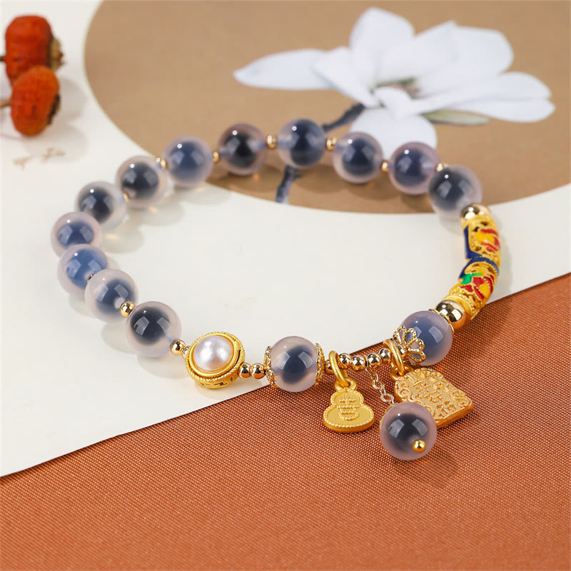 Wear FengShui Natural Blue Candy Agate Amulet Strength Bracelet