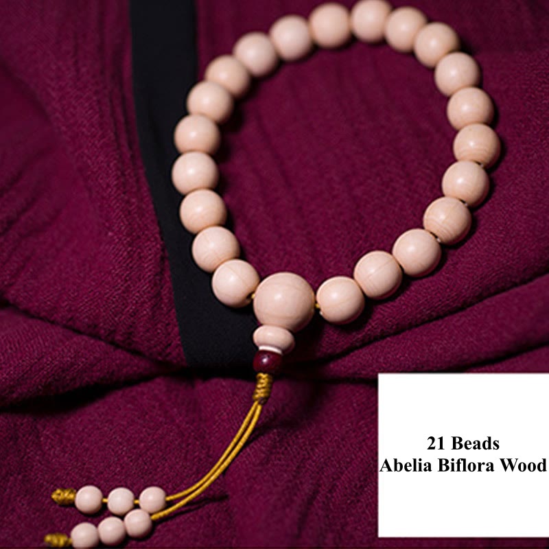 Wear FengShui Natural Abelia Biflora Wood Blessing Wrist Mala