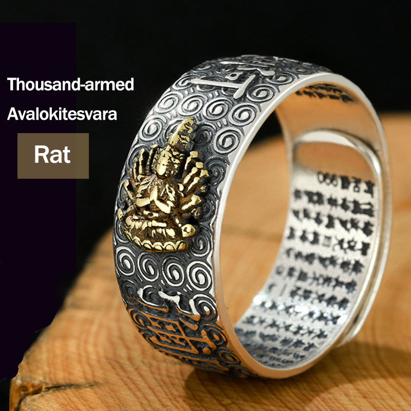 Wear FengShui Chinese Zodiac Natal Buddha Wealth Luck Adjustable Ring
