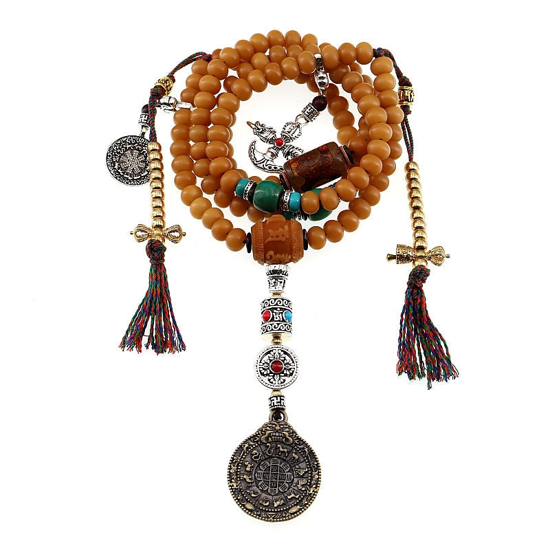 Wear FengShui Tibet 108 Mala Beads Bodhi Seed Bagua Vajra Wealth Bracelet