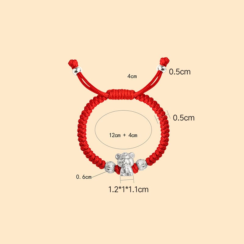 Wear FengShui 999 Sterling Silver Chinese Zodiac Red Rope Luck Handcrafted Kids Bracelet