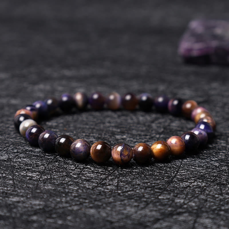Wear FengShui Natural Purple Tiger Eye Protection Strength Bracelet