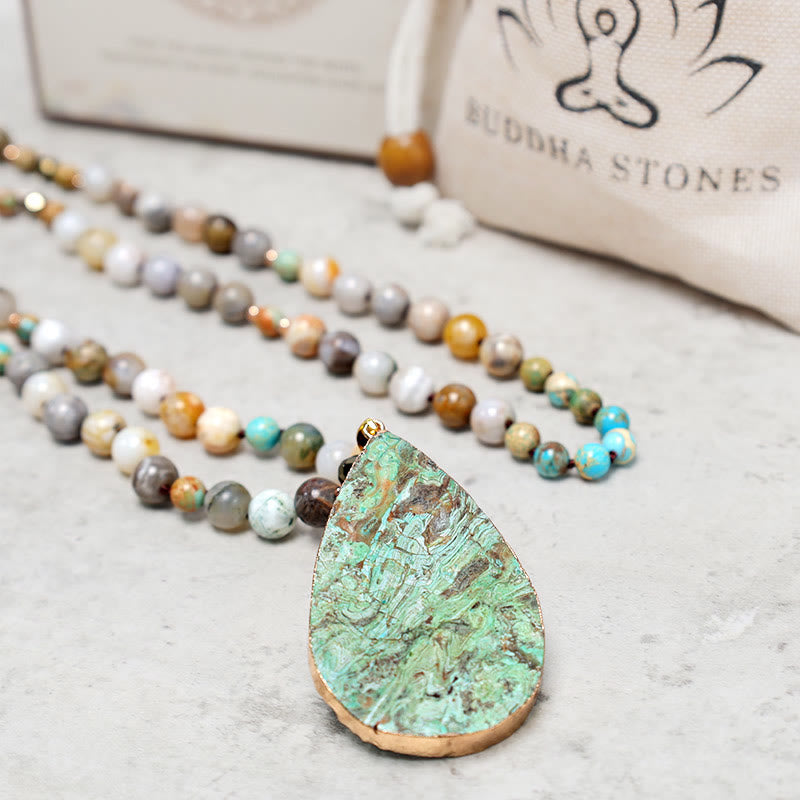 Wear FengShui Natural Ocean Picasso Jasper Beaded Healing Neckace