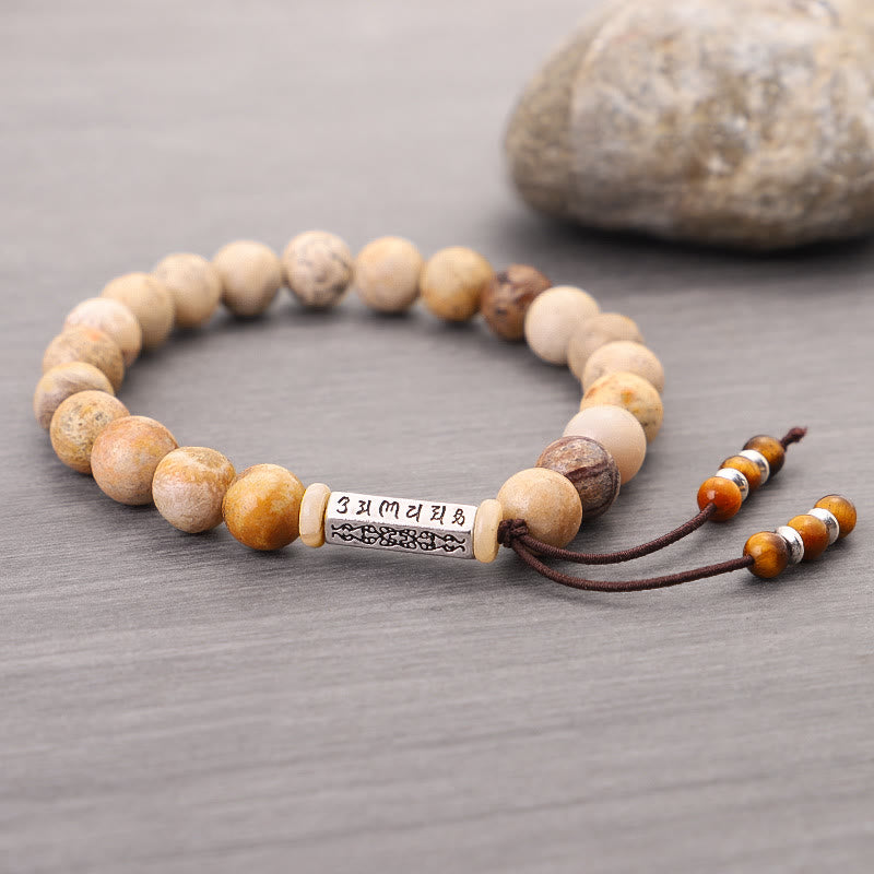 Wear FengShui Weathered Stone Om Mani Padme Hum Strengthen Bracelet