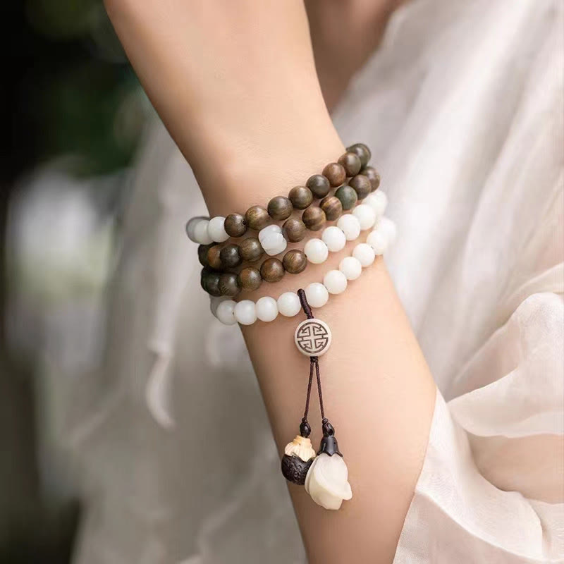 Wear FengShui Natural Green Sandalwood Bodhi Seed Soothing Bracelet