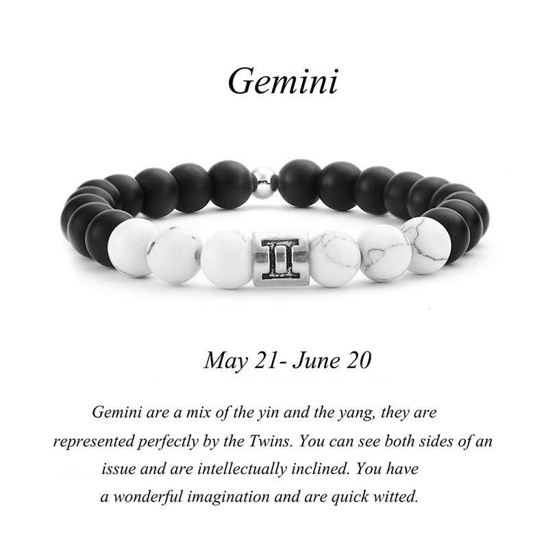 Wear FengShui 12 Constellations of the Zodiac Natural Frosted Stone White Turquoise Bead Fortune Bracelet
