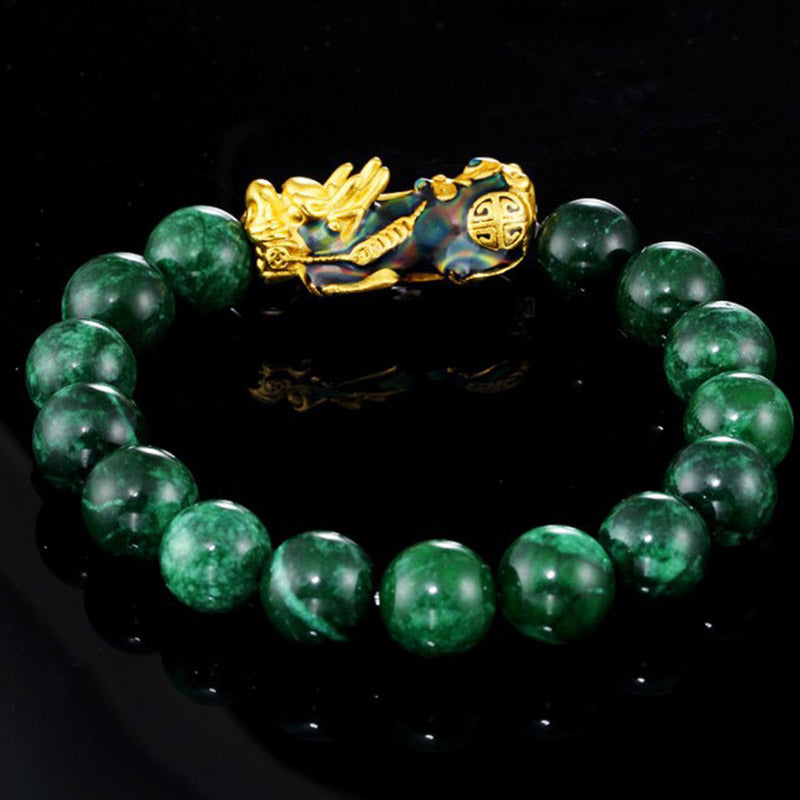 Wear FengShui "Sending Blessings of Wealth and Peace" PiXiu Jade Bracelet Includes Gift Message Card