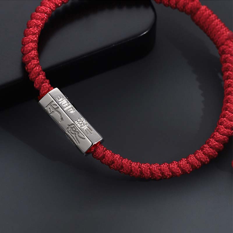 Wear FengShui 925 Sterling Silver Letter Engraving Blessing String Bracelet