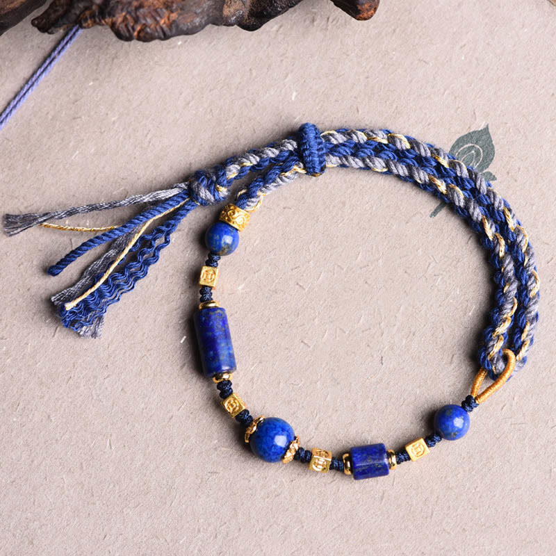 Wear FengShui Handmade Natural Lazurite Bead Positive Rope Bracelet