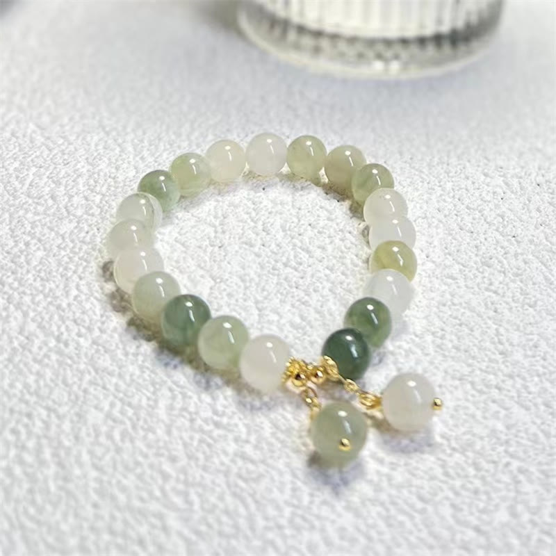 Wear FengShui Natural Gradient Jade Abundance Luck Bead Charm Bracelet