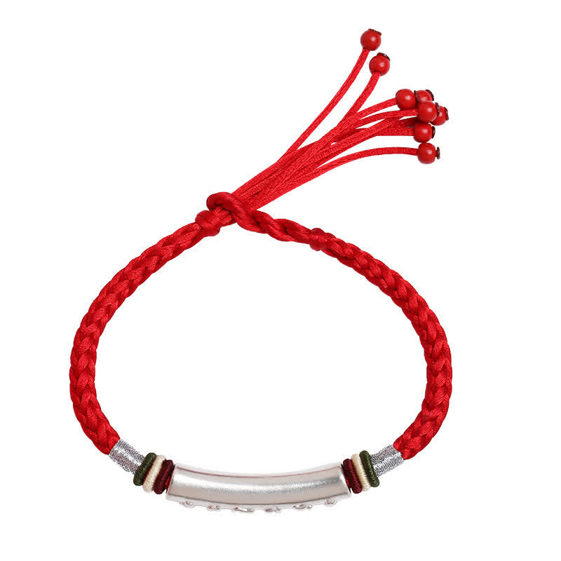 Wear FengShui 999 Sterling Silver Om Mani Padme Hum Protection Strength String Bracelet