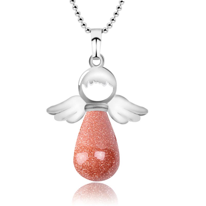 Wear FengShui Little Angel Wings Natural Crystal Luck Necklace Pendant