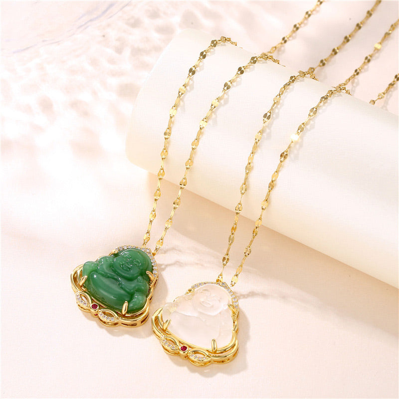 Wear FengShui Natural Laughing Buddha Peace Necklace