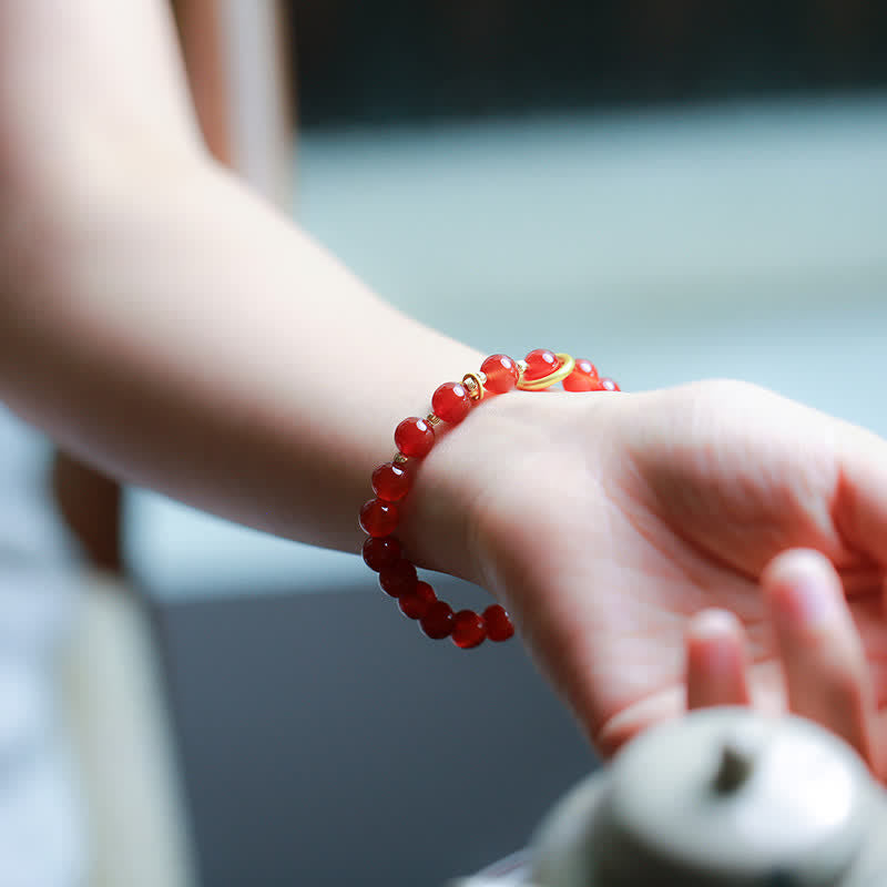 Wear FengShui Natural Red Agate Blessing Letter Confidence Bracelet