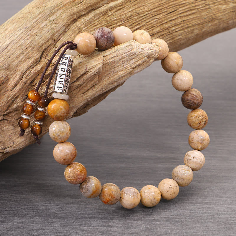 Wear FengShui Weathered Stone Om Mani Padme Hum Strengthen Bracelet