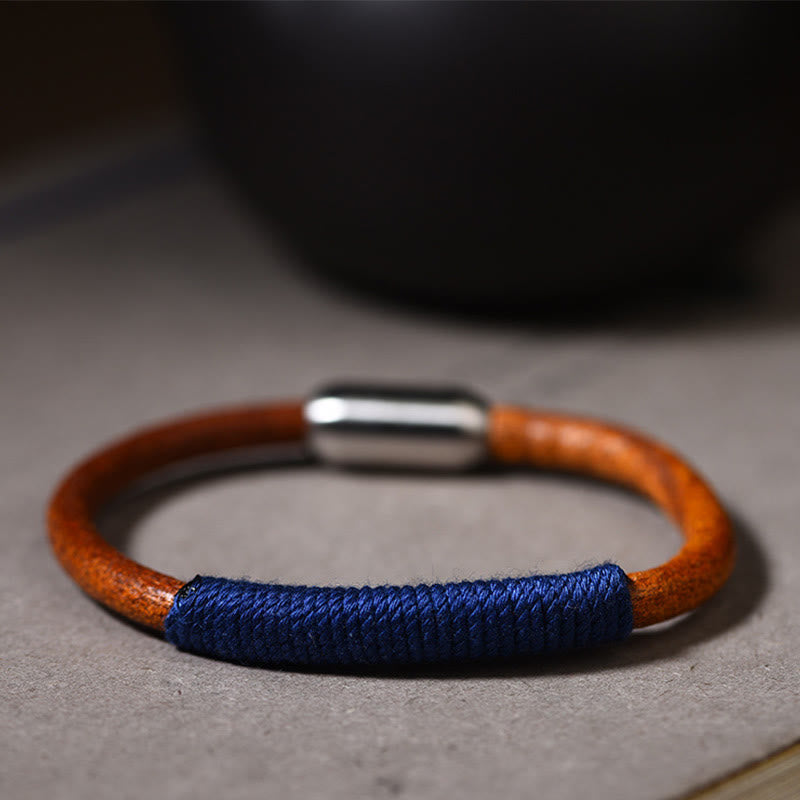 Wear FengShui Tibetan Leather Handmade Five Elements Luck Braid String Buckle Bracelet