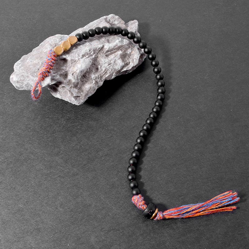 Wear FengShui Handmade Tibetan Black Onyx Tassel Bracelet