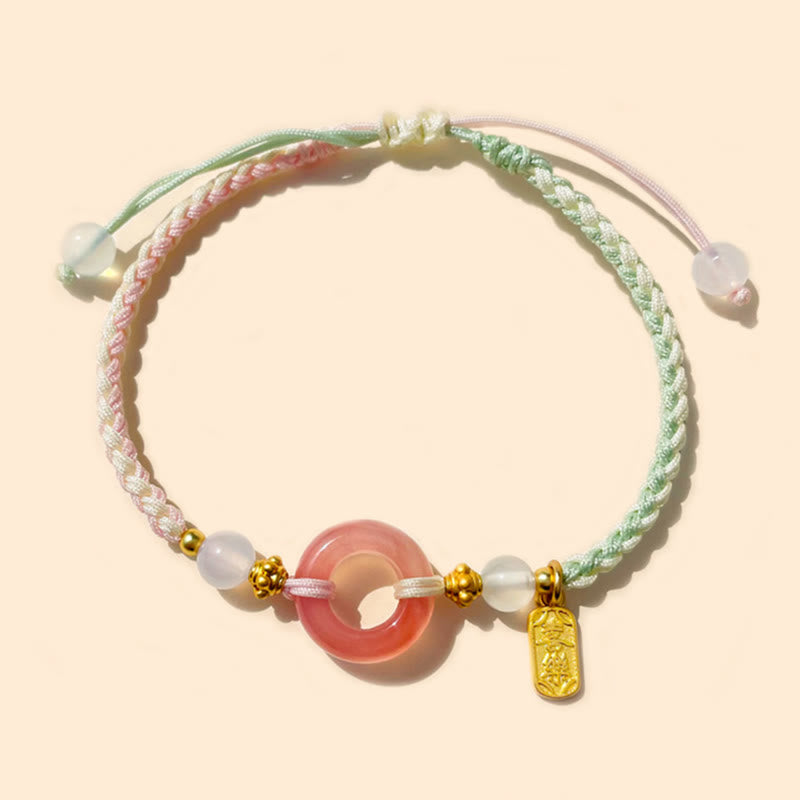 Wear FengShui Peace And Joy Agate Peace Buckle Auspicious Handmade Braided Bracelet
