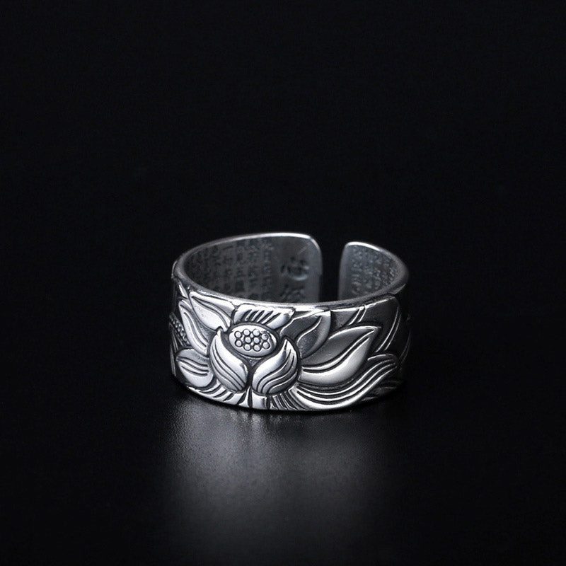 Wear FengShui Tibetan Lotus White Copper Enlightenment Ring