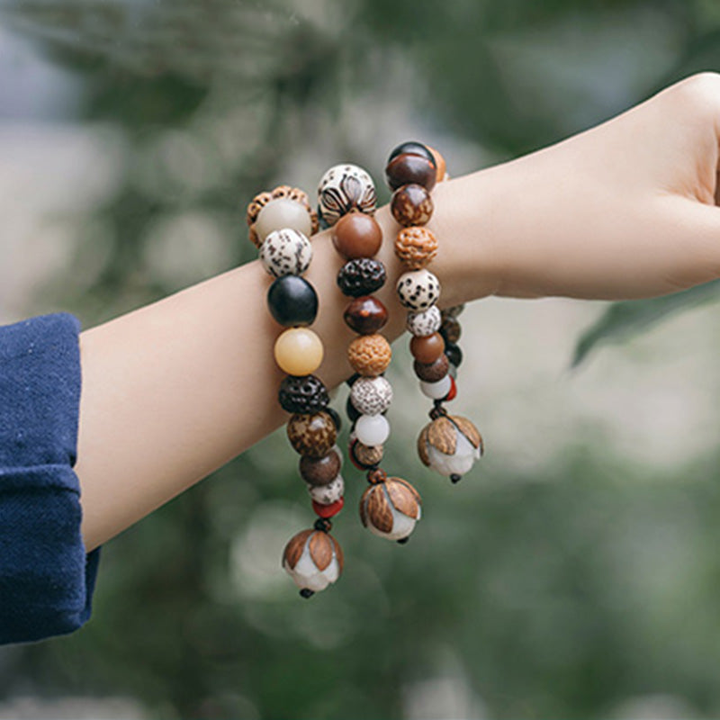 Wear FengShui Bodhi Seed Lotus Wisdom Peace Wrist Mala Bracelet