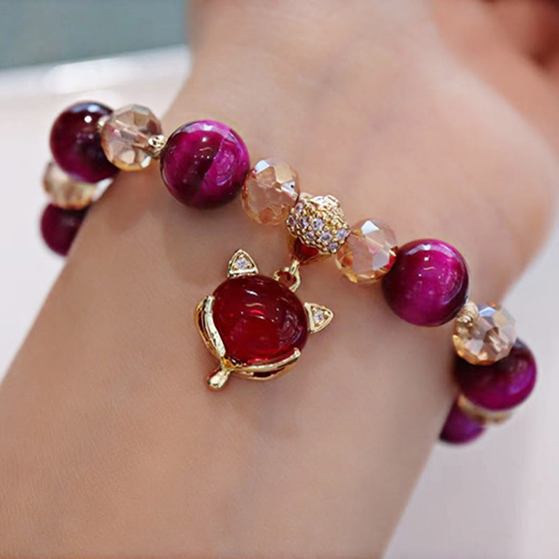 Wear FengShui Red Tiger Eye PiXiu Fox Protection Self Confidence Bracelet