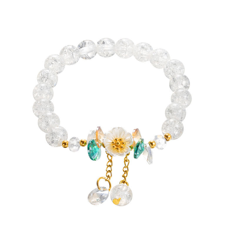 Wear FengShui Simple Design Flower Charm Glass Bead Bracelet