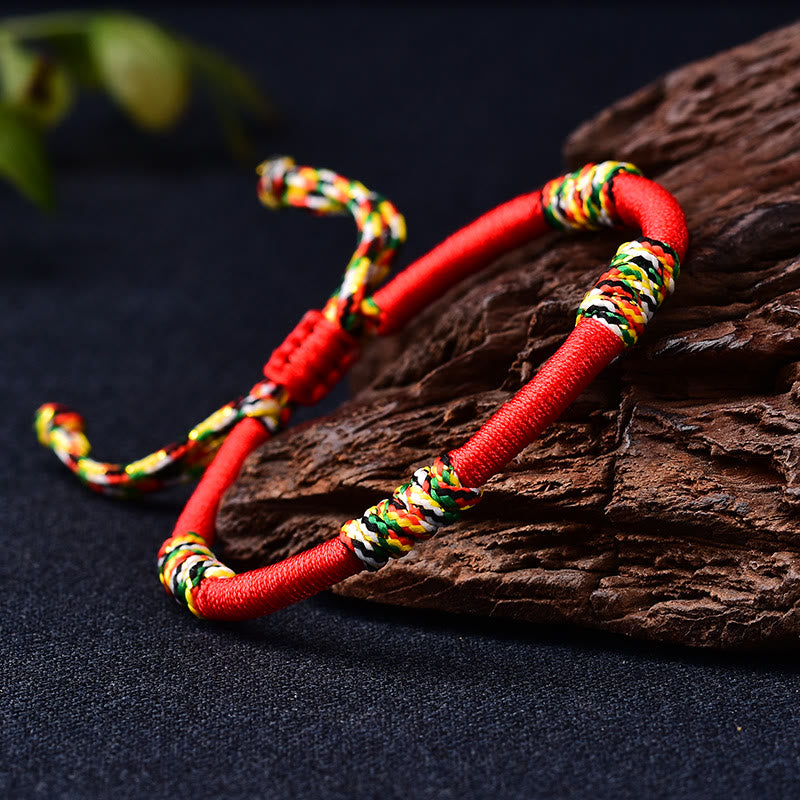 Wear FengShui Tibetan Handmade Colorful King Kong Knot Lucky Protection Braid String Bracelet