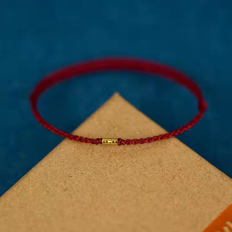 Wear FengShui 925 Sterling Silver Lucky Golden Bead Braided String Bracelet Anklet