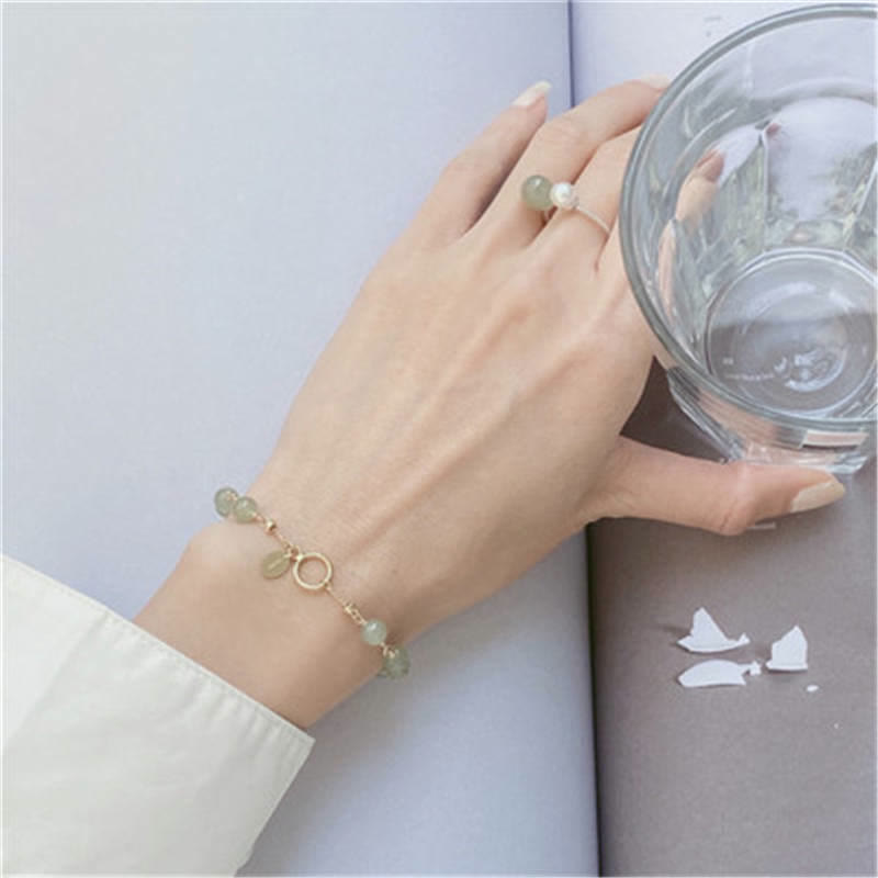 Wear FengShui Unique Natural Hetian Jade 14K Gold filled Luck Beaded Bracelet
