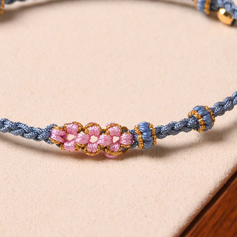 Wear FengShui Handmade Peach Blossom Protection Braided Rope Bracelet