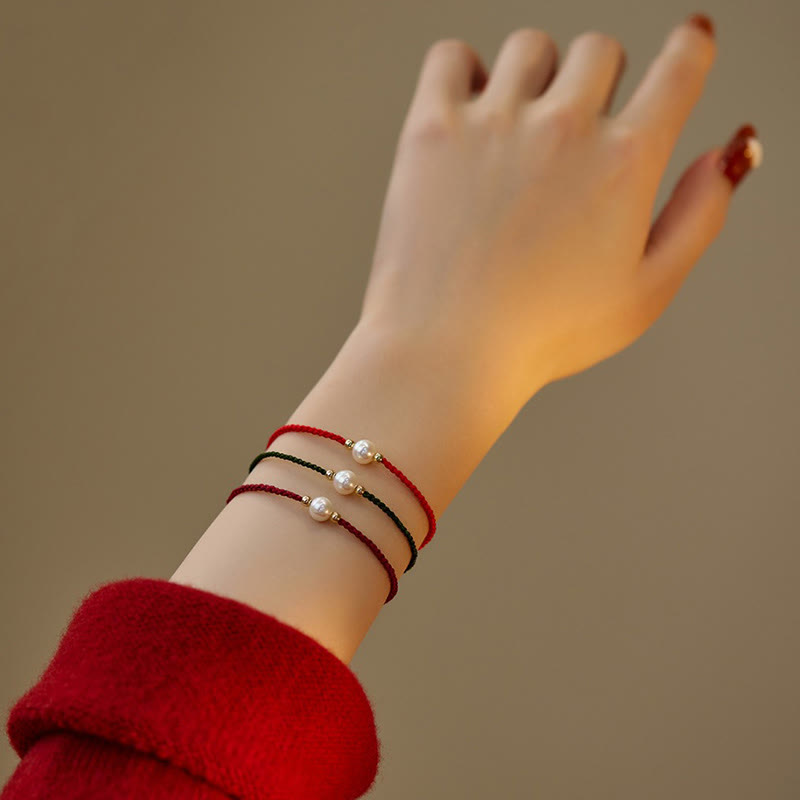 Wear FengShui Natural Pearl Bead Luck Braid String Bracelet