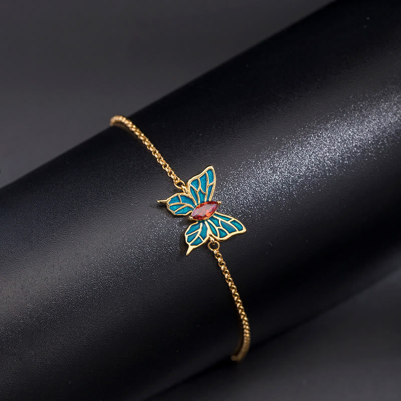 Wear FengShui 925 Sterling Silver Butterfly Zircon Love Chain Bracelet