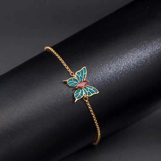 Wear FengShui 925 Sterling Silver Butterfly Zircon Love Chain Bracelet