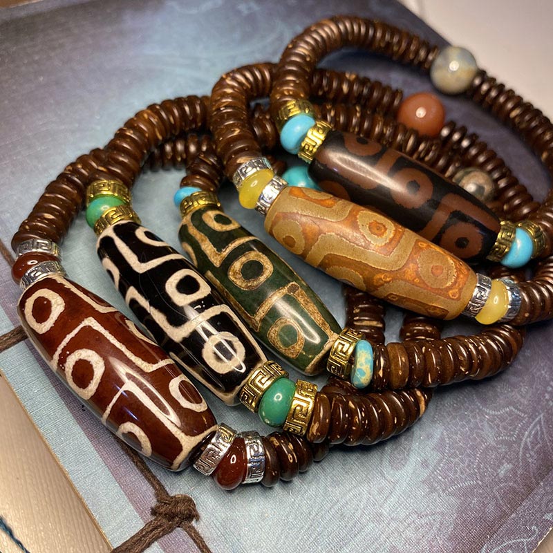 Wear FengShui Tibetan Nine-Eye Dzi Bead Wealth Bracelet