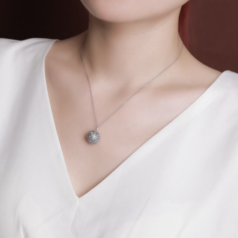 Wear FengShui 990 Sterling Silver Fu Character Copper Coin Luck Fortune Chain Necklace Pendant