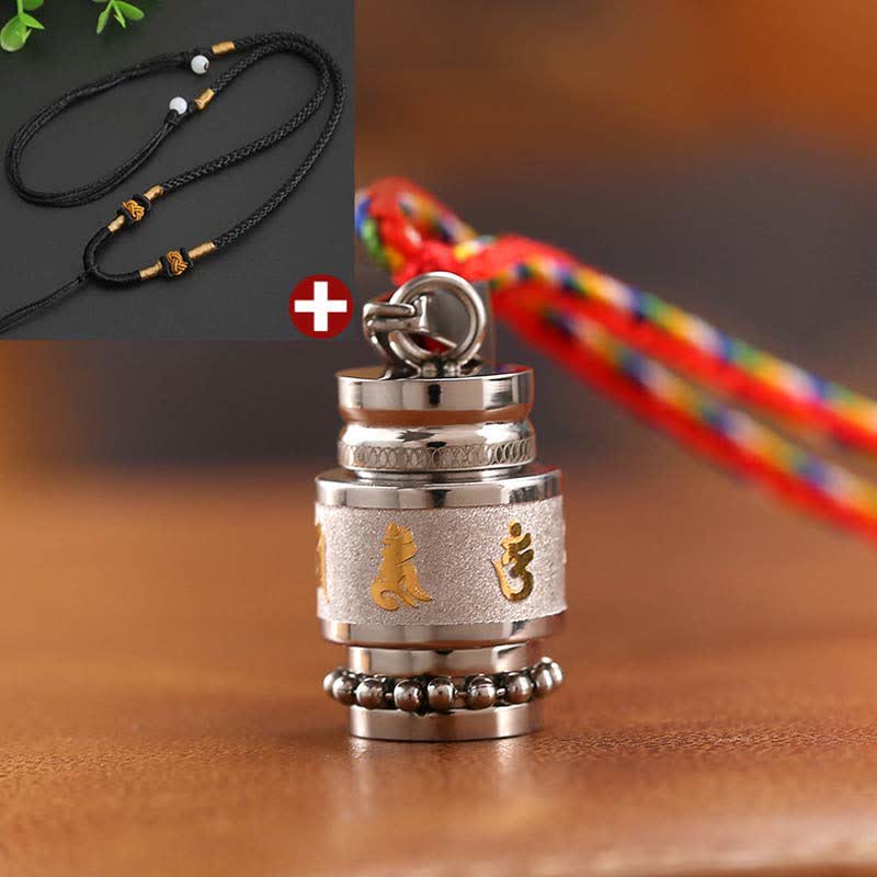 Wear FengShui Tibet Om Mani Padme Hum Shurangama Mantra Titanium Steel Wisdom Amulet Necklace Pendant