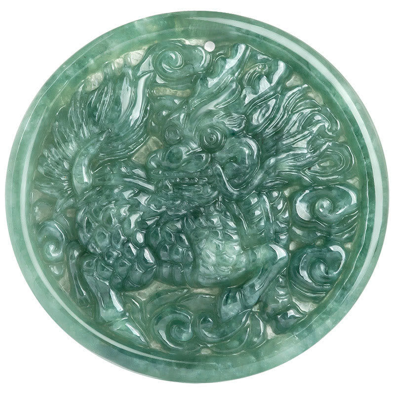 Wear FengShui Natural Jade Kirin Abundance String Necklace Pendant