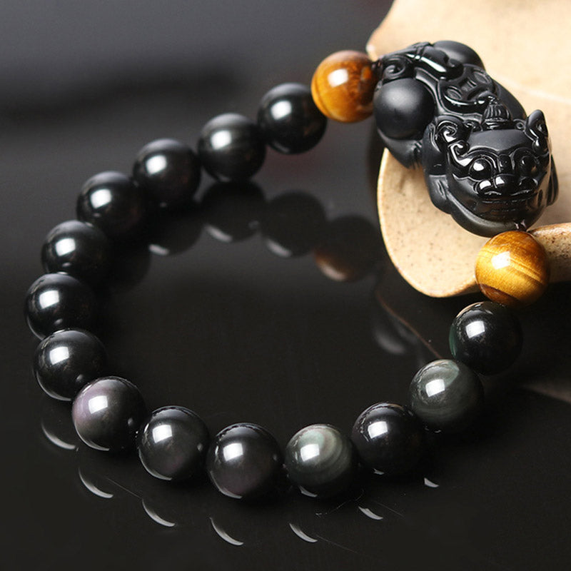 Wear FengShui FengShui PiXiu Rainbow Obsidian Tiger Eye Wealth Bracelet