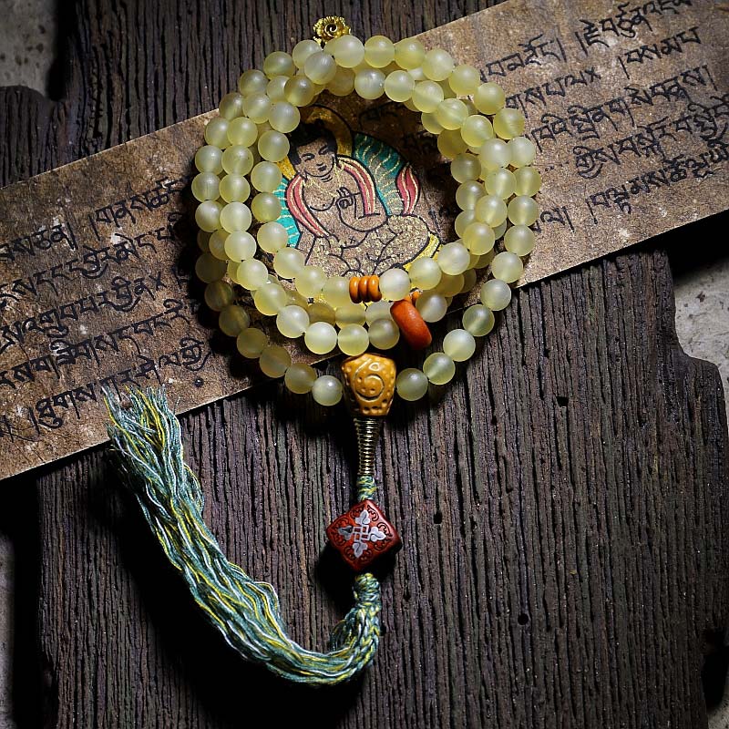 Wear FengShui 108 Mala Beads Tibet Sheep Horn Amber Luck Bracelet