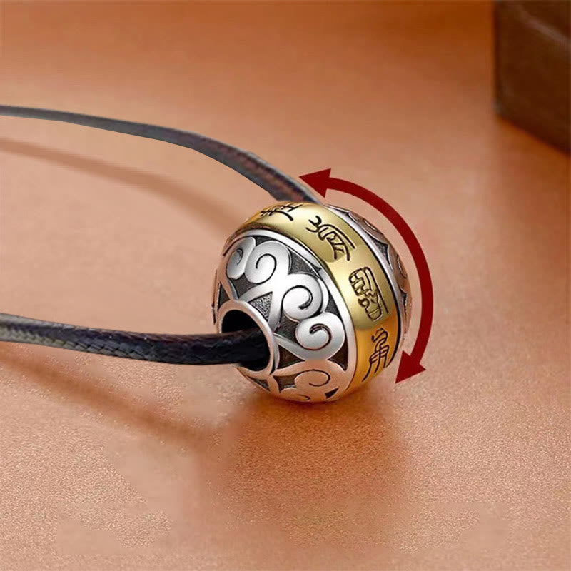 Wear FengShui Taoist Nine-Character Mantra Engraved Amulet Balance Necklace Rotatable Pendant