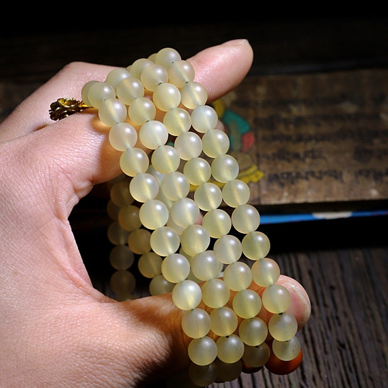Wear FengShui 108 Mala Beads Tibet Sheep Horn Amber Luck Bracelet