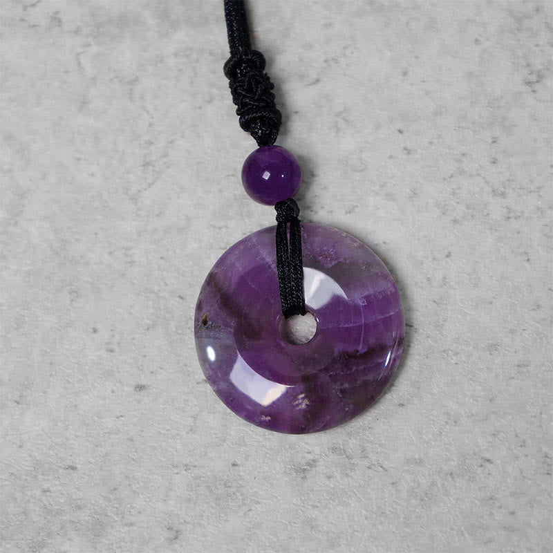 Wear FengShui Lucky Coin Pendant Healing Crystal Gemstone Necklace