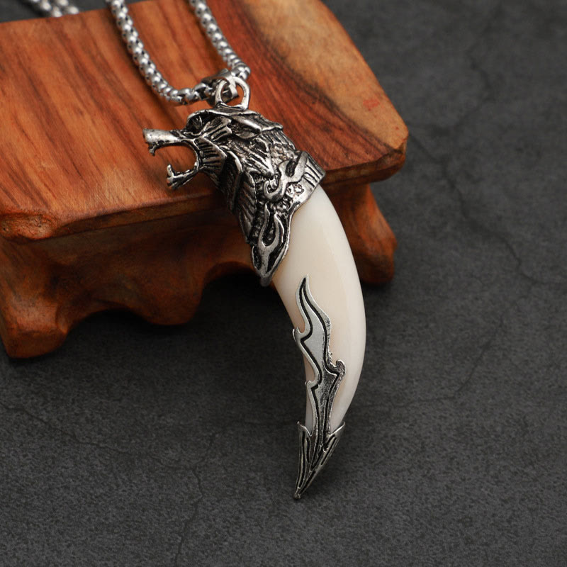 Wear FengShui Imitation Wolf Tooth Titanium Steel Balance Necklace Pendant