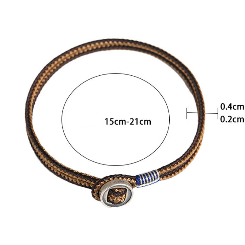 Wear FengShui  925 Sterling Silver Handmade Button Protection Weave String Bracelet