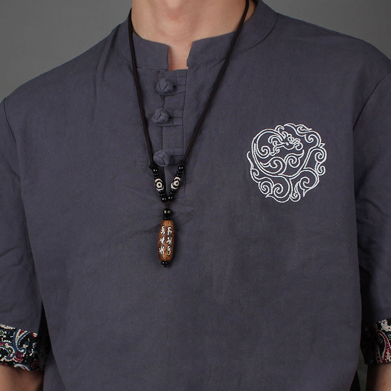 Wear FengShui Tibet Om Mani Padme Hum Dzi Bead Avalokitesvara Pattern Wealth Necklace Pendant