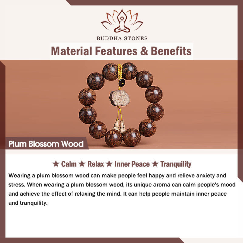 Wear FengShui Plum Blossom Wood Inner Peace Bracelet